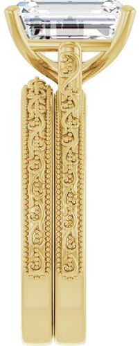 Sužadėtuvių Žiedas „Solitaire Sculptural“ 14k yellow gold Emerald 10mm x 8mm (9)