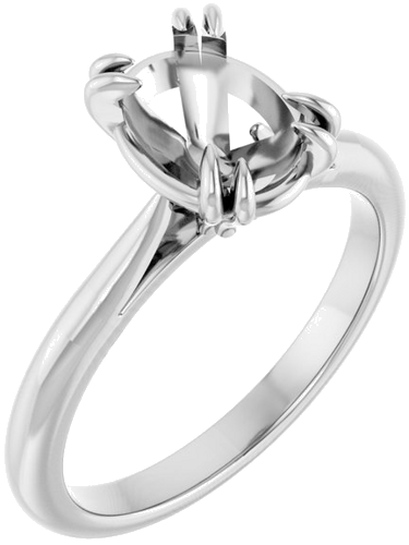 Sužadėtuvių Žiedas „Solitaire“ 585 Baltojo Aukso Oval 9mm x 7mm (1)