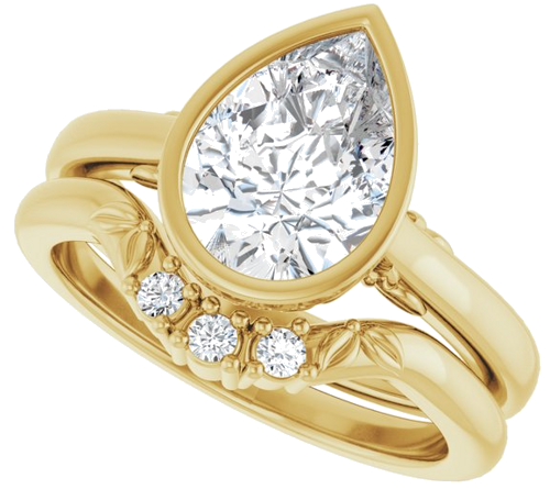 Sužadėtuvių Žiedas „Bezel-Set“ 14k yellow gold Pear 10mm x 7mm (10)