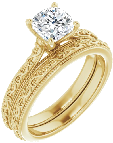 Sužadėtuvių Žiedas „Solitaire Sculptural“ 14k yellow gold Cushion 6mm (6)