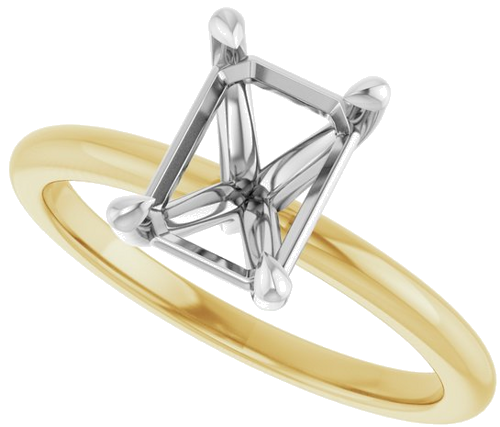 Sužadėtuvių Žiedas „Claw-Prong“ 14k yellow gold & platinum Emerald 8mm x 6mm (5)