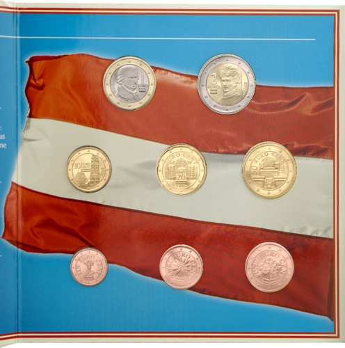 2002 Austrija Euro monetų BU rinkinys (4)