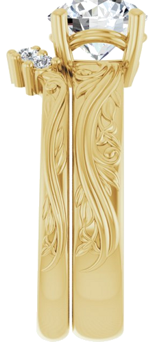 Sužadėtuvių Žiedas „Solitaire Sculptural“ 14k yellow gold Round 7.4mm (9)