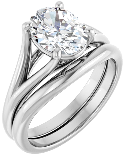 Sužadėtuvių Žiedas „Solitaire“ 14k white gold Oval 9mm x 7mm (6)