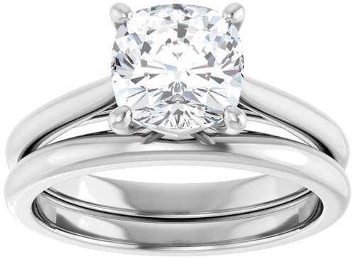 14K White 7 mm Cushion Solitaire Engagement Ring Mounting (8)