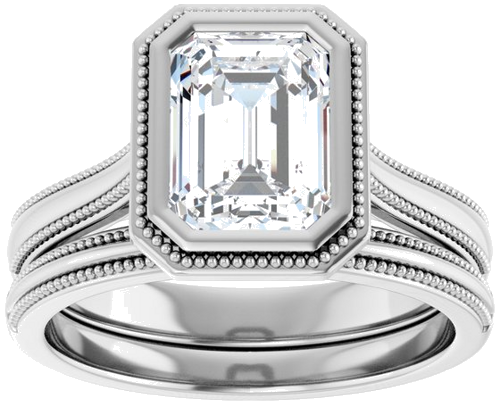 Sužadėtuvių Žiedas „Solitaire“ 585 Baltojo Aukso Emerald 8mm x 6mm (8)