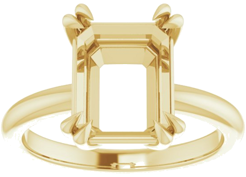 14K Yellow 10x8 mm Emerald Solitaire Engagement Ring Mounting (3)