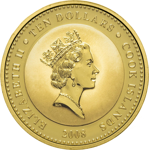 10 долларов Любовь 2008 Острова Кука золотая монета (2)
