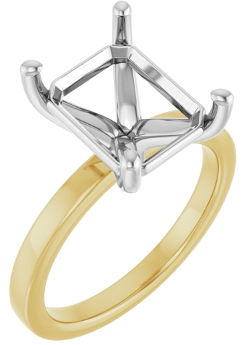 Sužadėtuvių Žiedas „Solitaire“ 14k yellow/white gold Emerald 11mm x 9mm (1)