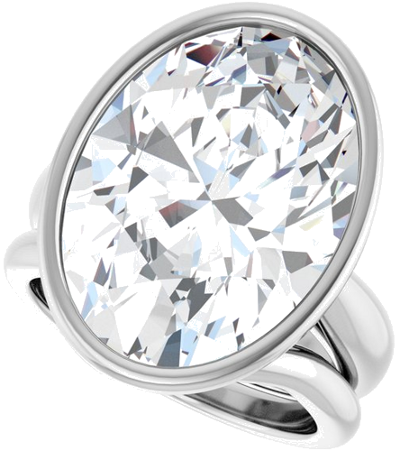 Sužadėtuvių Žiedas „Bezel-Set Solitaire“ 10k white gold Oval 18mm x 13mm (10)