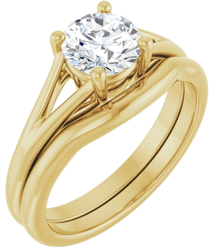Sužadėtuvių Žiedas „Solitaire Split-Shank“ 14k yellow gold Round 6.5mm (6)
