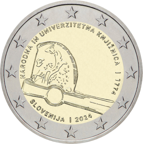 2024 Slovēnija Nacionālā bibliotēka 2 eiro monēta (1)