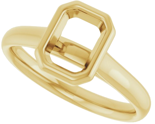 14K Yellow  7x5 mm Emerald Solitaire Engagement Ring Mounting (5)