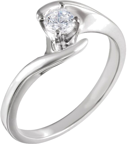 14K White 4.1 mm Round Engagement Ring Mounting (3)