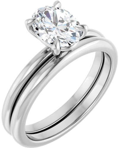 14K White 8x6 mm Oval Solitaire Engagement Ring Mounting (6)