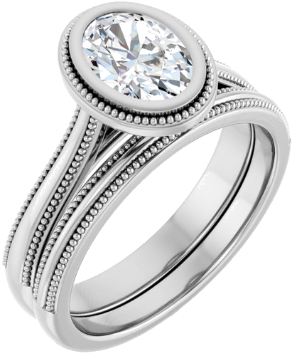 Sužadėtuvių Žiedas „Bezel-Set Solitaire“ 14k white gold Oval 7.5mm x 5.5mm (6)