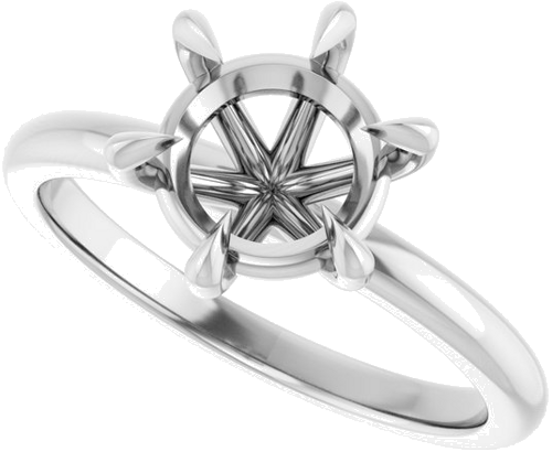 14K White 8 mm Round Solitaire Engagement Ring Mounting (5)