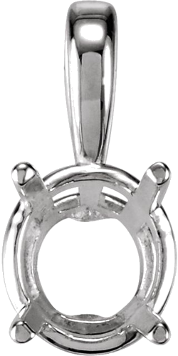 14K White 5 mm Round Youth Solitaire Pendant Mounting (1)