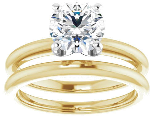 14K Yellow   White  7 mm Round Solitaire Engagement Ring Mounting (8)