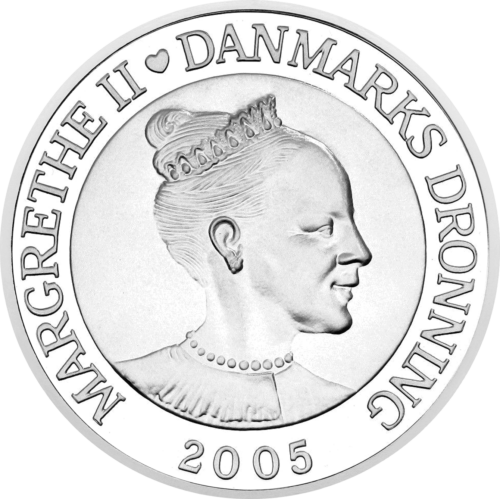 10 крон Гадкий утёнок 2005 Королевство Дания серебряная монета (2)