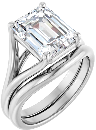 Sužadėtuvių Žiedas „Solitaire“ 10k white gold Emerald 10mm x 8mm (6)