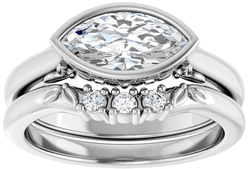 Sužadėtuvių Žiedas „Bezel-Set“ 14k white gold Marquise 10mm x 5mm (8)