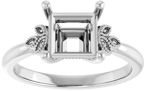 Sužadėtuvių Žiedas „Solitaire“ 14k white gold Square 6.5mm (3)