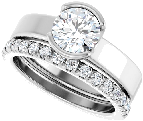 Sužadėtuvių Žiedas „Half-Bezel Solitaire“ 14k white gold Round 6.5mm (10)