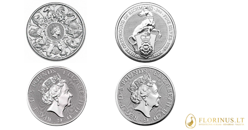 Karalienės žvyrus sidabrinės monetos