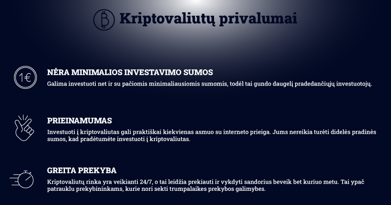 investavimo į kriptovaliutas privalumai 